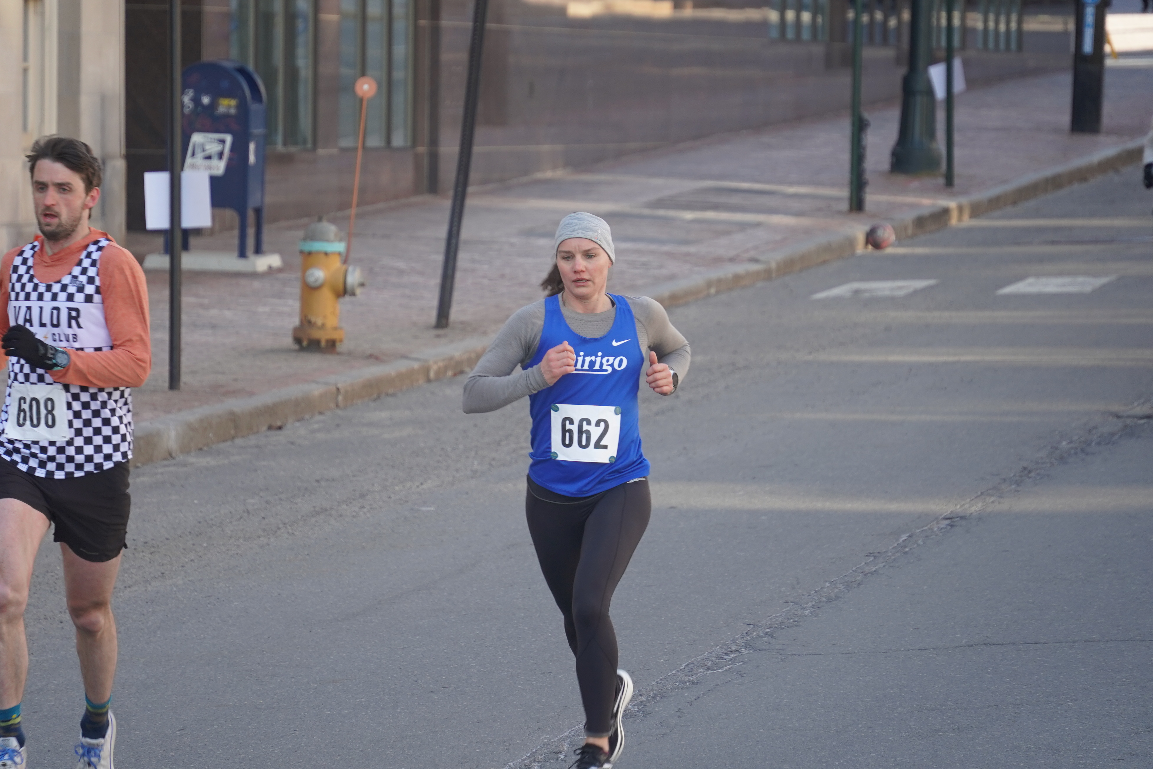 Marah Borgman racing at the 2026 Longfellow 3K in Portland.
