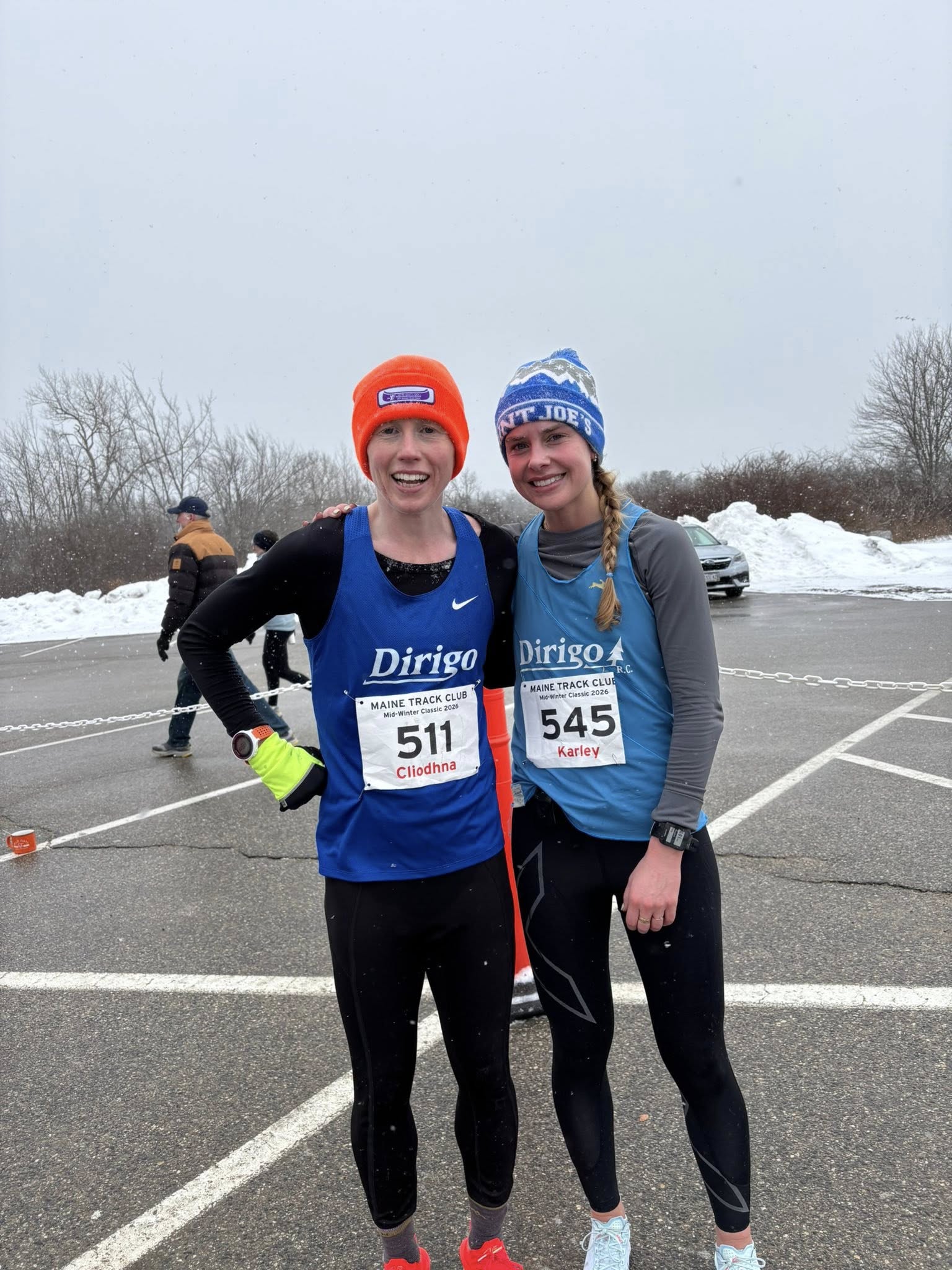 Karley Piers and Clíodhna O'Malley after the 2026 Midwinter 10 Mile Classic.