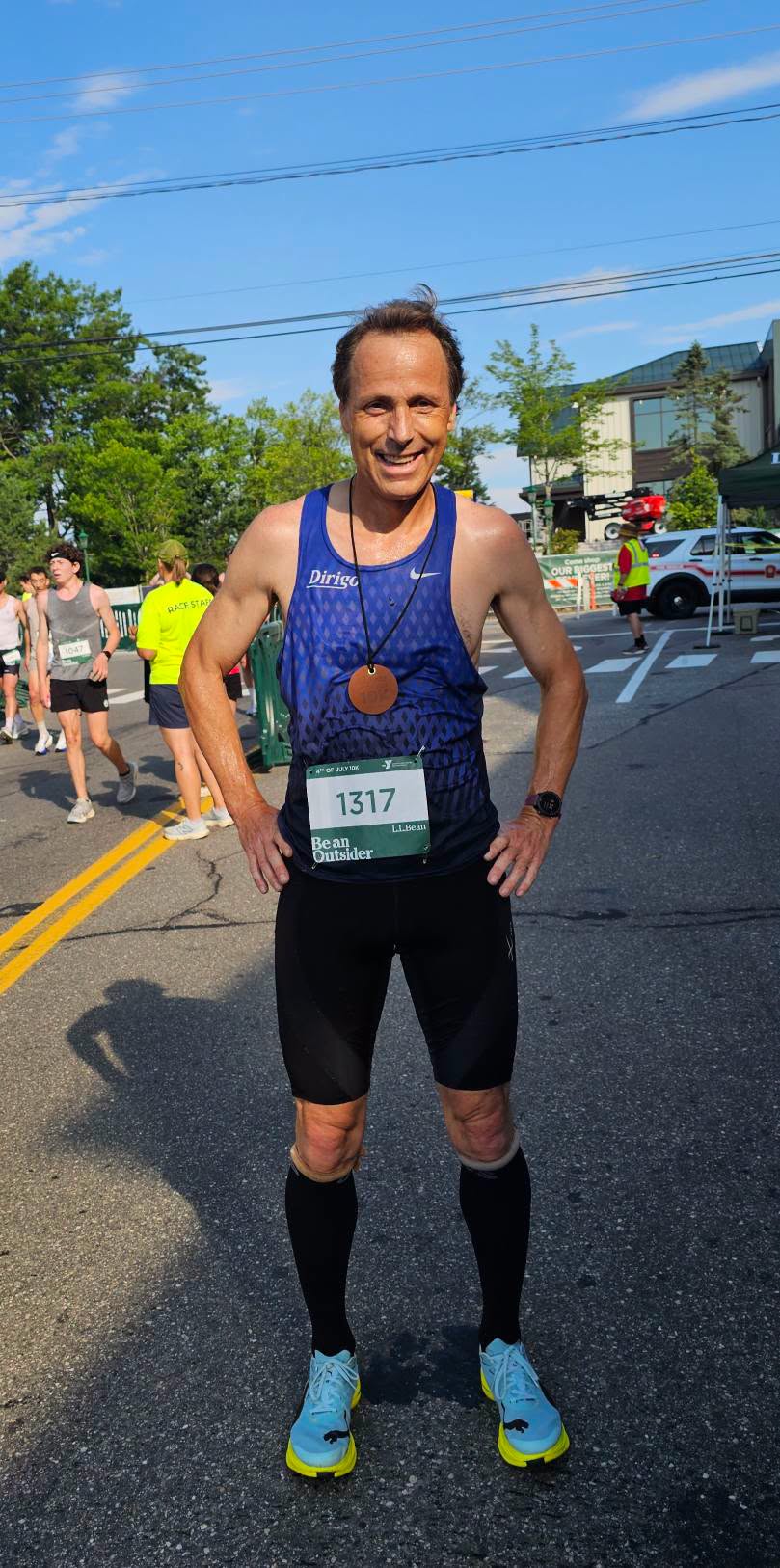 Dirigo runners racing the 2026 L.L.Bean July 4th 10K in Freeport.