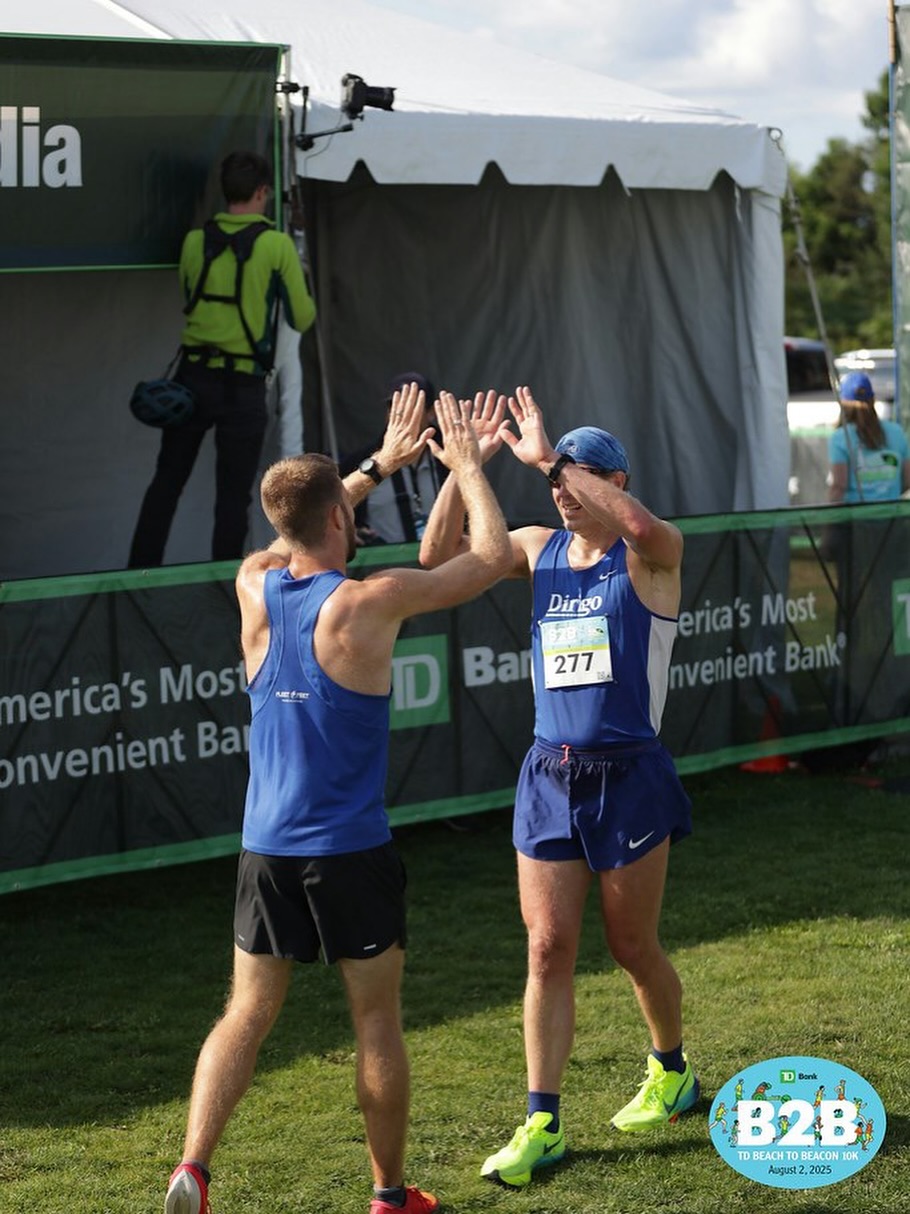Nick Denari and Justin Freeman after Beach to Beacon 2025.