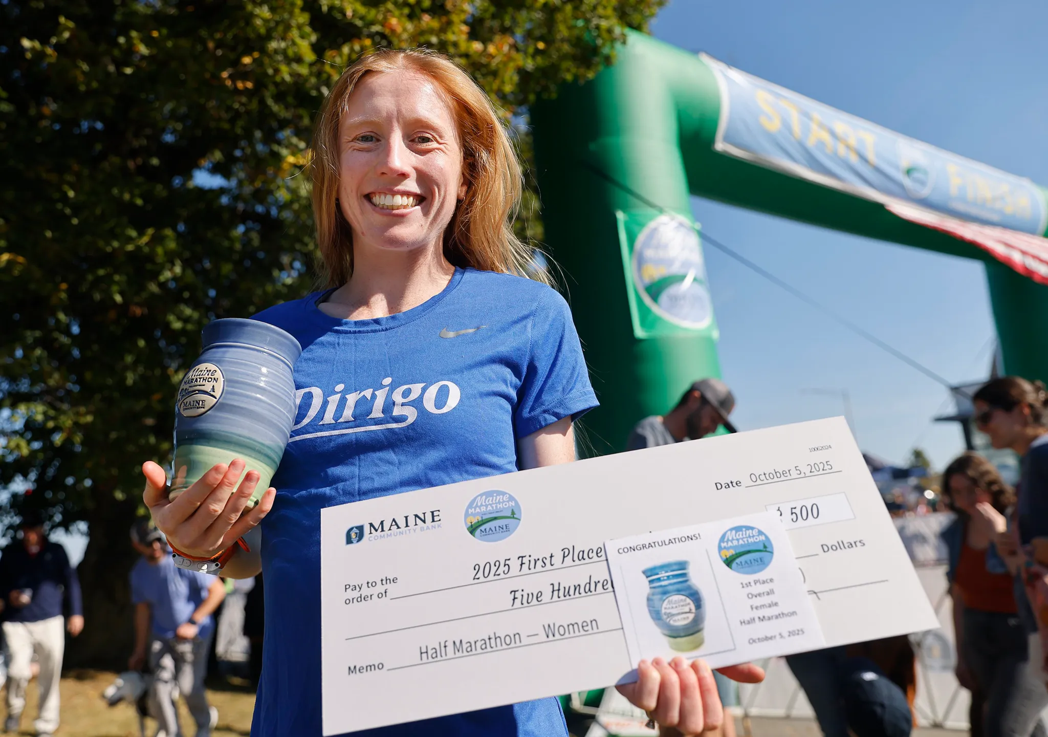 Clíodhna O'Malley racing at the 2025 Maine Half Marathon.