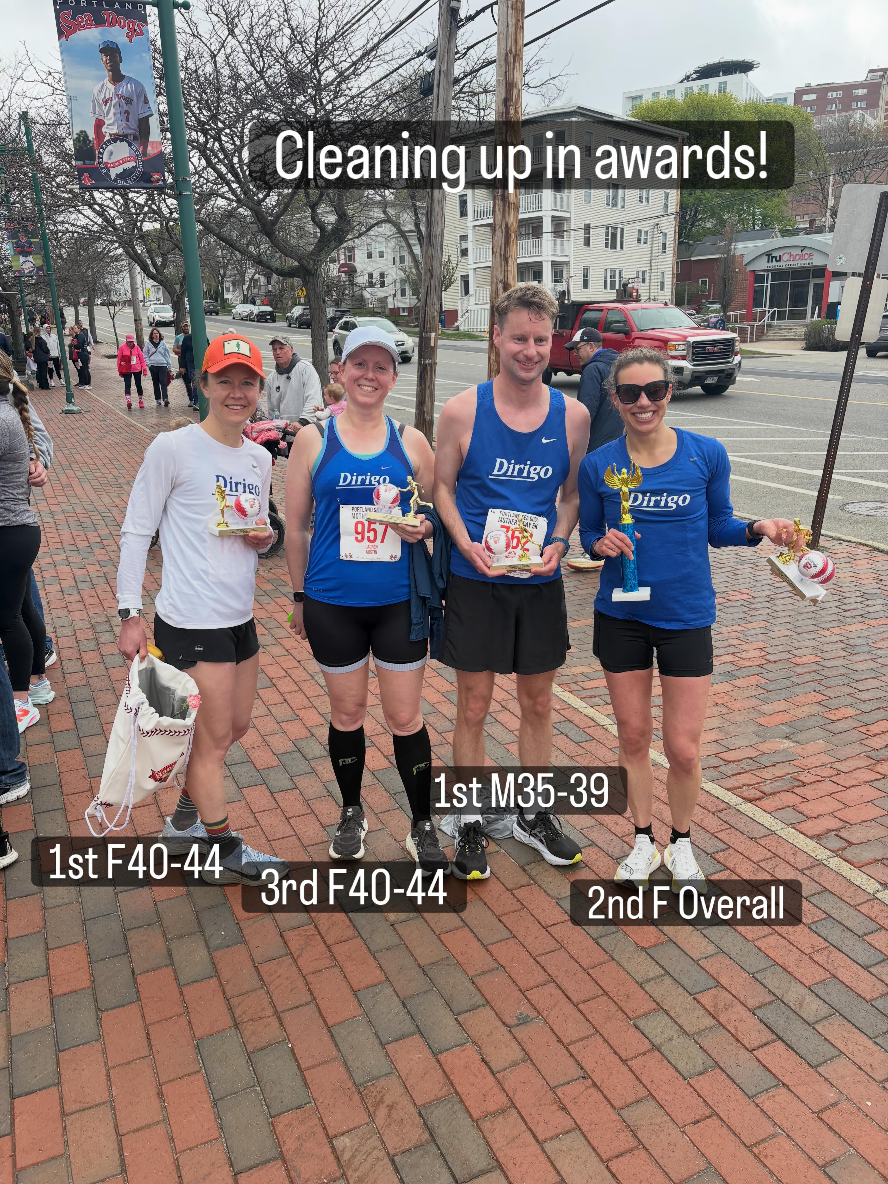 Dirigo race photo from seadogs mothers day 5k.