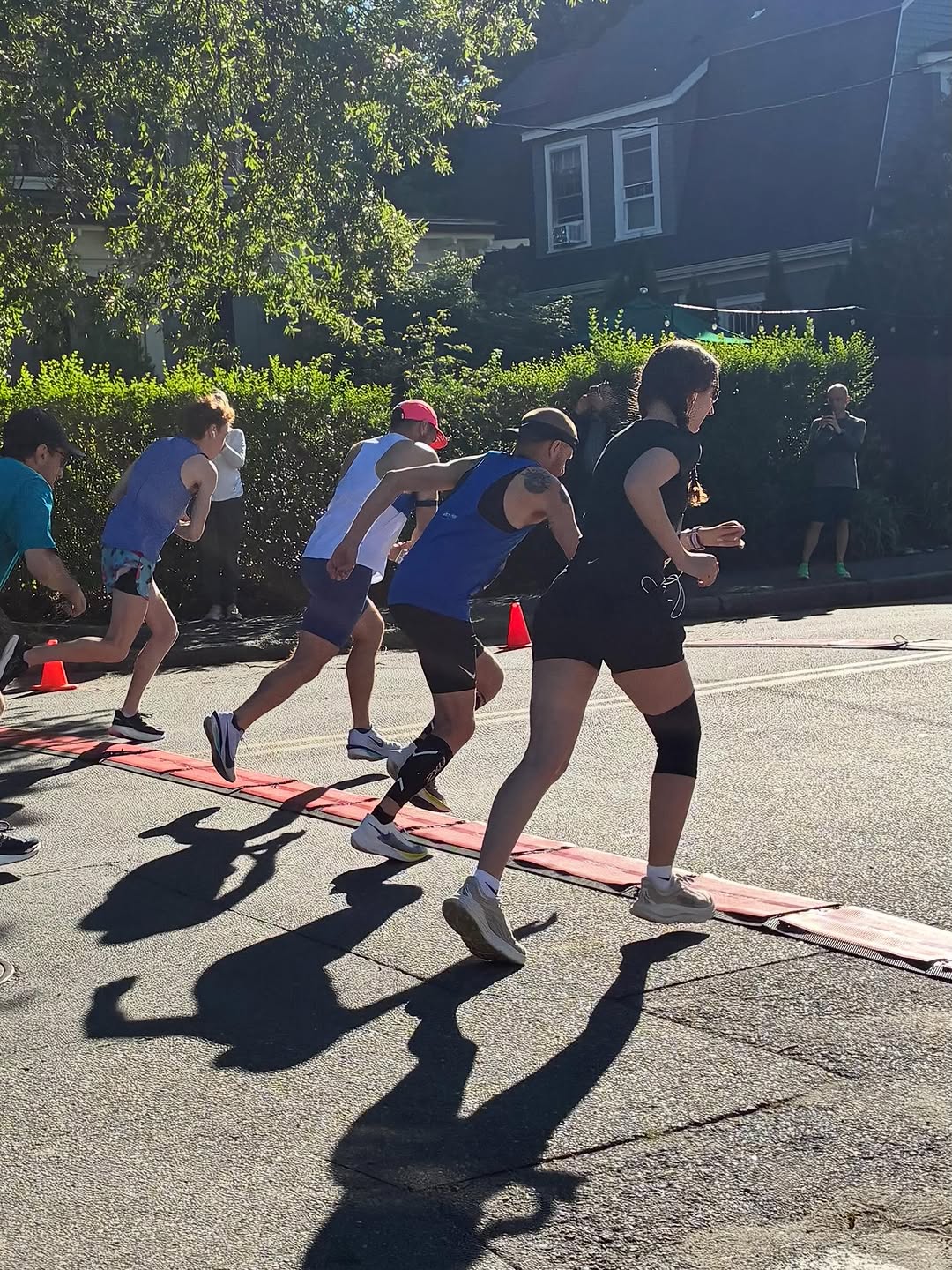 Dirigo runners starting a summer road race.