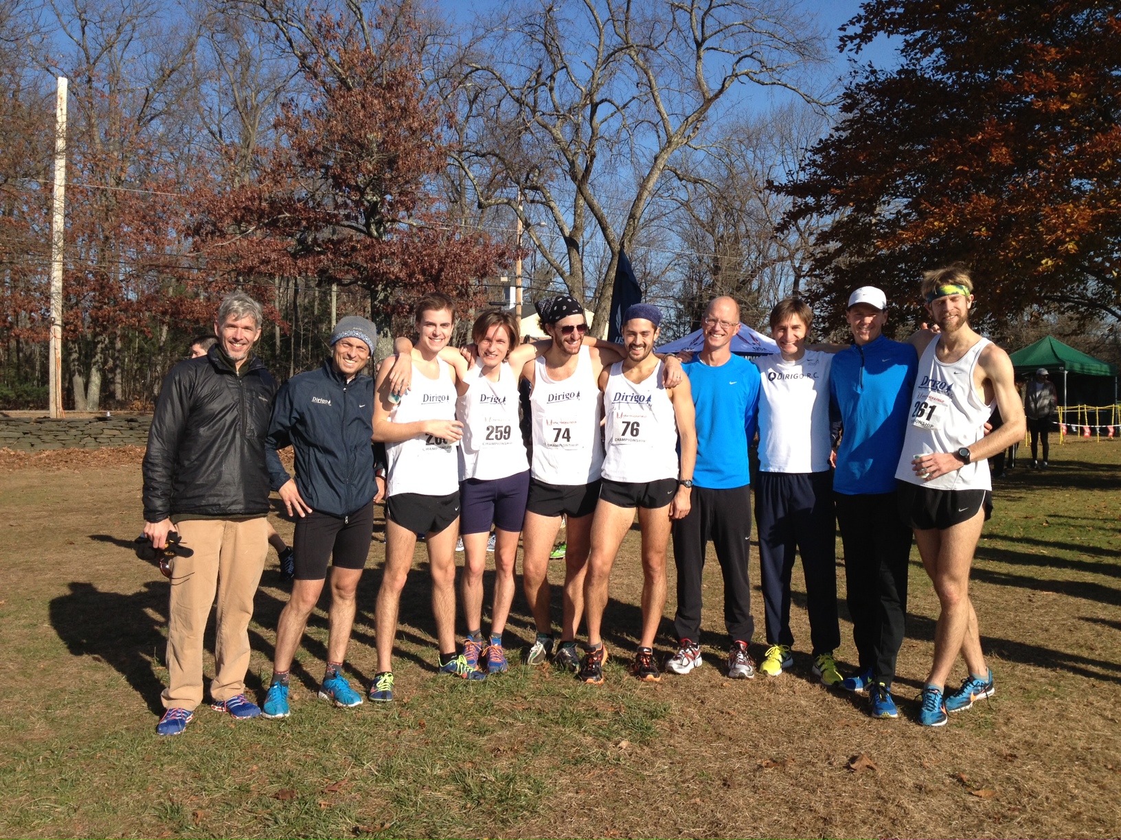 Dirigo men at the 2012 USATF New England Cross Country Championships in Falmouth.