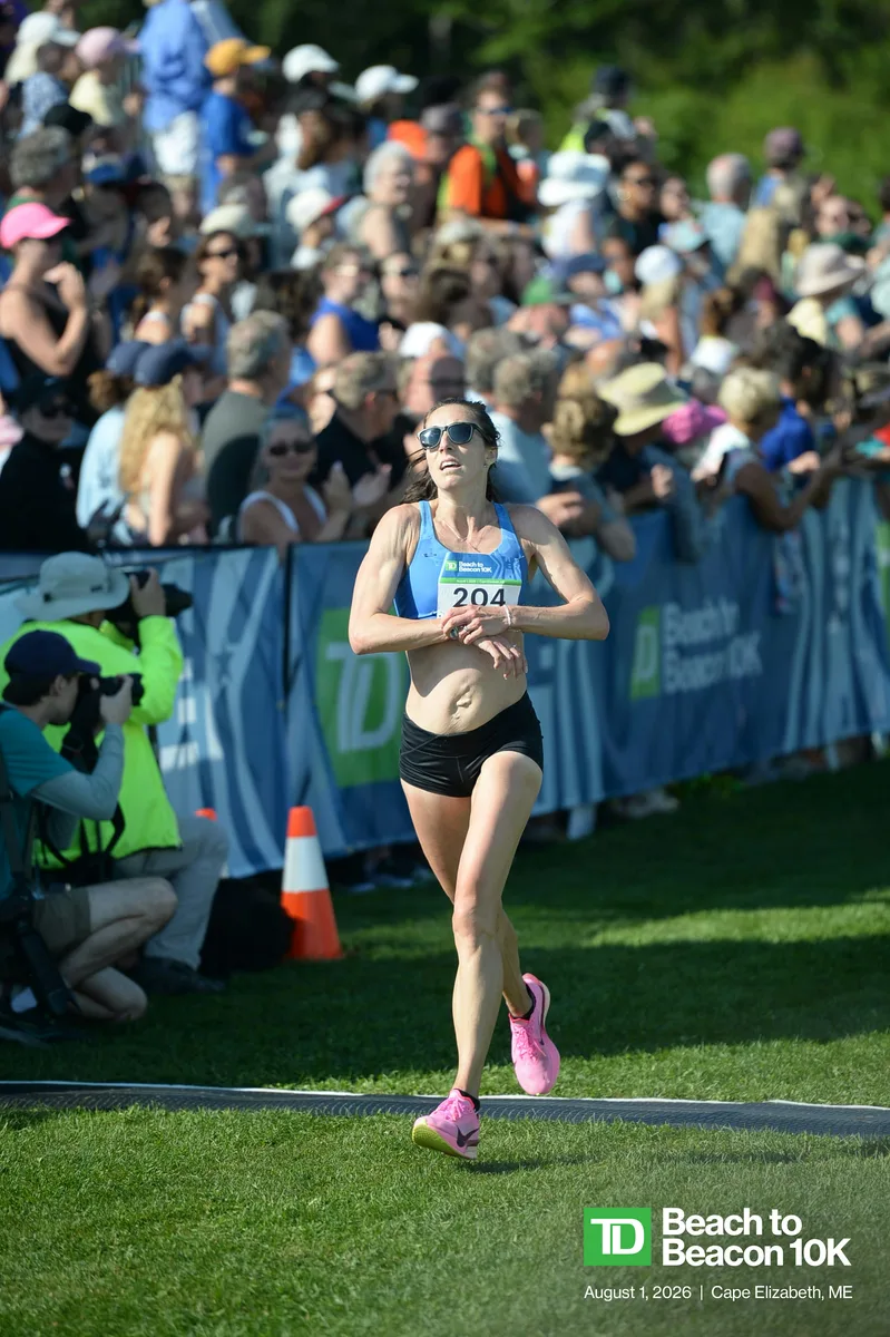 Dirigo runner near the Beach to Beacon finish.
