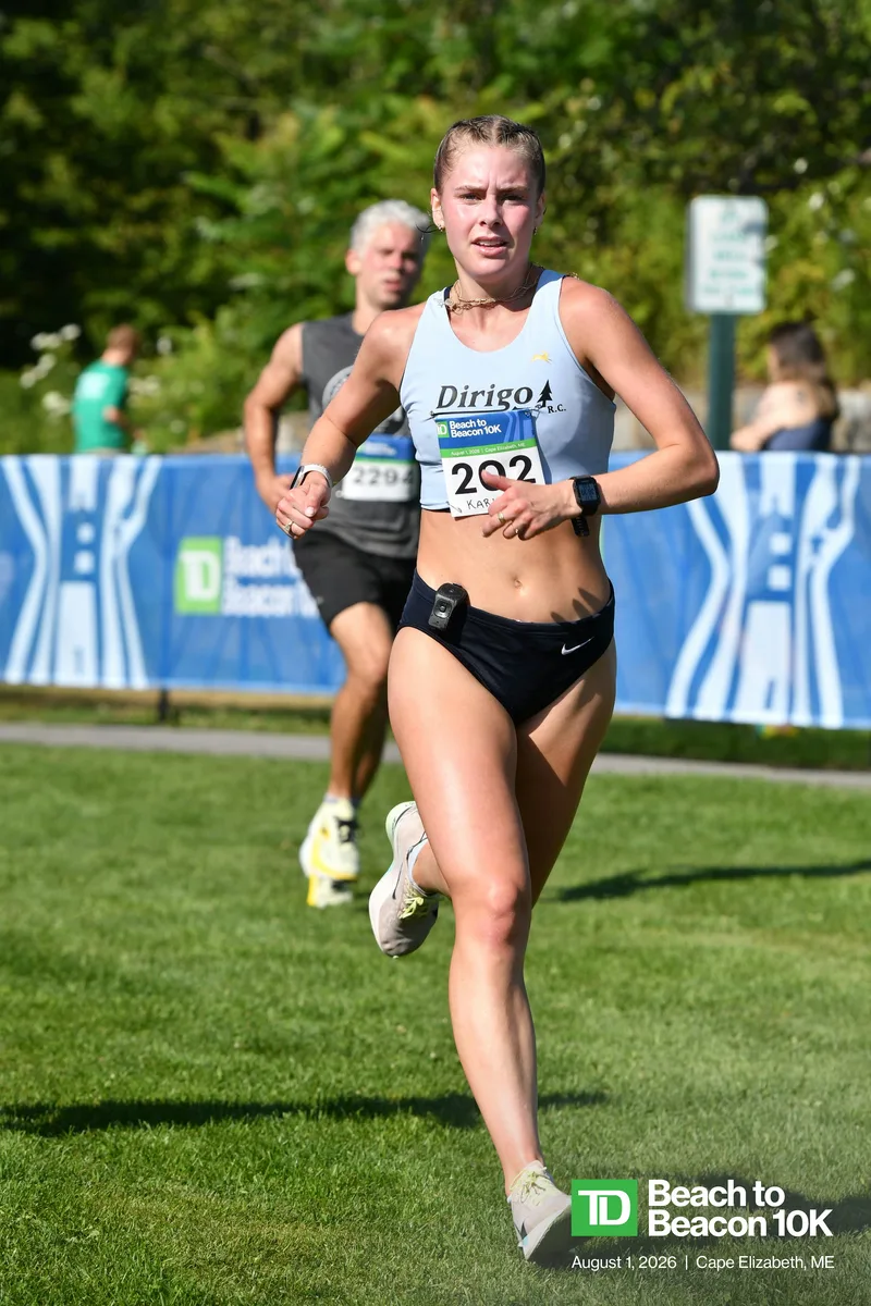 Karley approaches the finish line