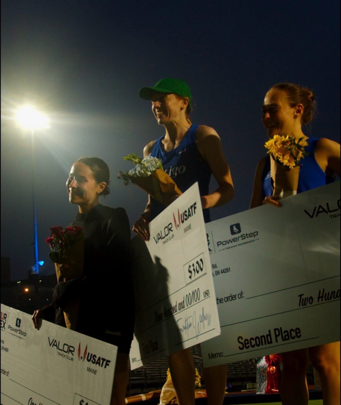 Dirigo athletes on the podium at the Valor Twilight Series USATF track meet.